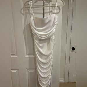 Nookie Strapless White Draped Dress